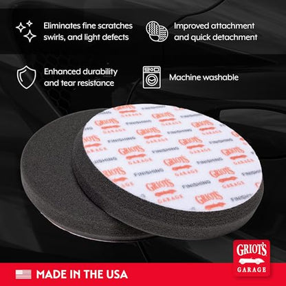 Griot's Garage 6.5" Black Foam Finishing Pads for Car Polishing and Detailing, Buffing Pads for Paint Correction and Sealant Application, 10619, Set of 2 - style: 6.5" (Set of 2)
