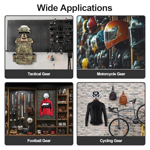 JAGASOL Motorcycle Helmet Holder Wall Mount, Heavy-Duty Tactical Helmet Accessories, Versatile Wall Rack for Motorcycle and Football Gear Storage, Space-Saving Design