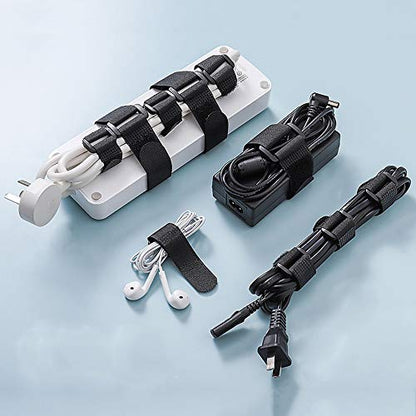 Fastening Hook and Loop Cable Straps,10Pack Black Self-Adhesive Cable Ties,Nylon Securing Straps with Buckles,Adjustable and Reusable Cinch Straps for Cords Organized and Tidy(1" x 12") - size: 1" x 12"