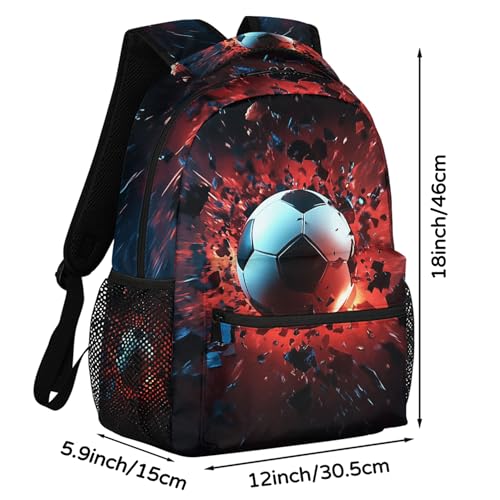 Backpack for Women Men, Soccer Football Waterproof Backpack with Laptop Compartment, Lightweight Carry On Backpack for Travel, Work, Picnic - color: Soccer Football