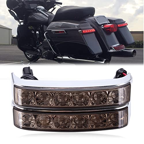 JMTBNO Motorcycle LED Saddlebag Brake Light Tail Lights Taillights Running Compatible with Harley Touring Electra Glide FLHTCU FLHTCUL FLHTK FLHTKL FLTRU FLHTKSE FLTRUSE (Chrome-Smoke) - color: Chrome-Smoke