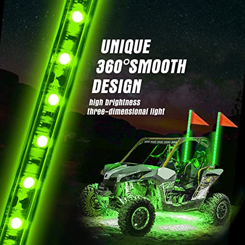 BESTZHEYU 2PCS 0.9M Green LED Whip Light for ATV UTV 3FT LED Whip Light Antenna Whips for RZR Polaris Off-Road Sand Dune Buggy 4x4 - color: 0.9M Green Whip Light