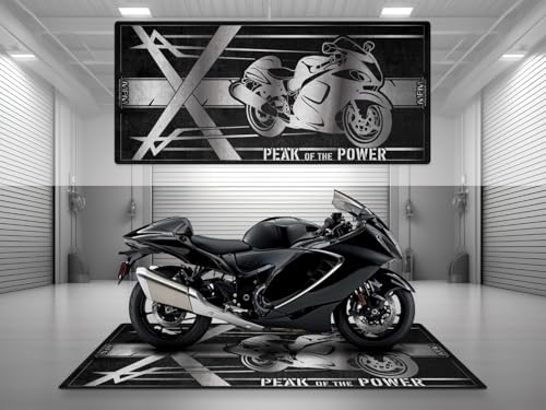 MPM Motorcycle Mat for Hayabusa Washable Non - Slip Oil & Water Resistant Parking Pitmat for Garage, Showroom, Workshop Use | Sparkle Black - Size 2: 102 x 47/260 x 120 cm - color: Sparkle Black, size: Size 2: 102 x 47 "/ 260 x 120 cm