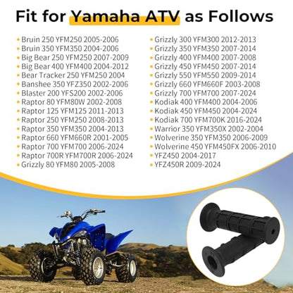 M MATI Handlebar Grips for Yamaha Raptor Grizzly Kodiak Bruin Big Bear 80 125 200 250 350 400 450 550 660 700 YFM250 YFM350 YFM400 YFM700 YFZ450 2001-2024 5LP-26241-00-00 5FU-F6241-10-00