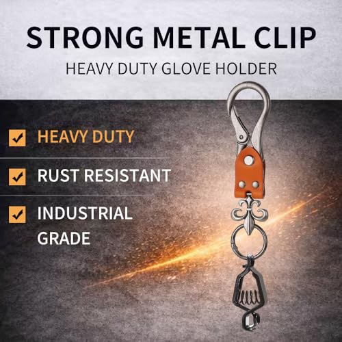 Heavy Duty Glove & Hat Clip with Carabiner, All-Metal Spring Clamp Work Glove Holder for Tool Belt, Harness, Backpack - style: Knight