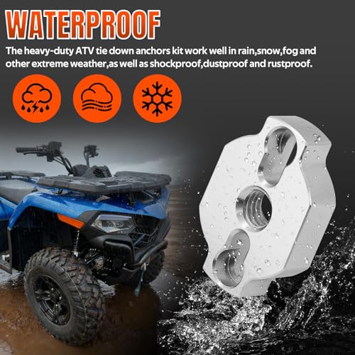 UTV ATV Flag Pole with Heavy-Duty ATV Tie Down Anchors Kit Aluminum Anchor Accessories for CF Moto UTV/ATV Low-Profile Design Stronger Clamping Force Mounts Silver
