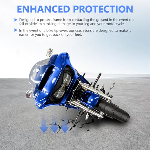 Motorcycle Front Engine Guard Crash Bar Bumper Protector with Flat Washer Flat Out Bar Compatible with Harley Davidson Street Glide Road Glide Road King Electra Glide Trike Glide 2009-2013 Black