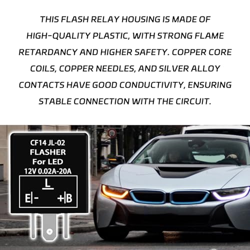 Flasher Relay for LED Turn Signal CF14 LED Flasher Relay 3-Pin 12V LED Electronic Turn Signal Flash Plugin Flasher for Lights Fix Hazard Warn Hyper Blink Flash CF-14 EP35(Fixed) - size: CF14 Fixed