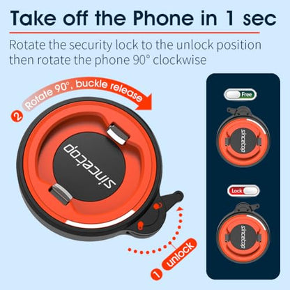 sincetop Car Phone Holder Mount, Cell Phone Mount for Car Dashboard Windshield, 3 in 1 Super Suction Cup with Strong Sticky Gel, Adjustable Universal for All Phones【Series C - 1st Gen】 - color: Car Phone Mount【Windshield/Dashboard】
