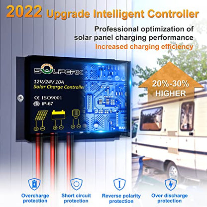SOLPERK Solar Panel Kit 30W 12V, Waterproof Solar Battery Trickle Charger Maintainer + Upgrade Waterproof Controller + Adjustable Mount Bracket for Boat Car RV Motorcycle Marine Automotive - size: 30W PWM+Load