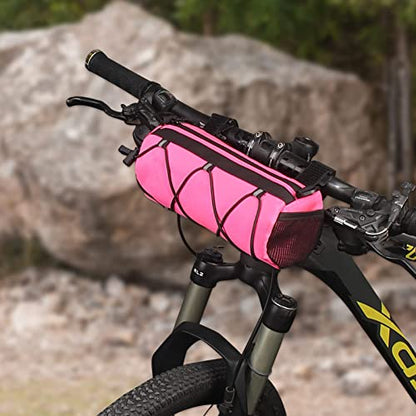 KOSIBATE Bike Handlebar Bag - Bicycle Front Bag with Shoulder Strap, Mountain & Road Bike Accessory, Pink - color: Pink