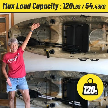 GEEDAR Heavy Duty Garage Storage Hooks -120 LB Capacity, 4packs, 15" Wall Mounted Rack for Hanging Kayak, Paddle Board, Ladders, Bikes Enforced Kayak Storage Hanger - size: Large (15", 4 packs）
