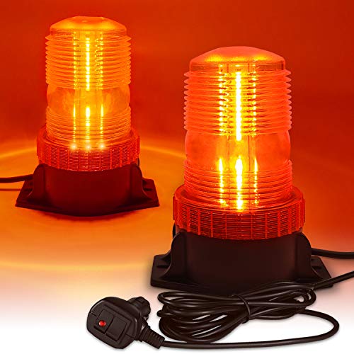 LED Strobe Light, 12V-24V Warning Emergency Safety Flashing Beacon Lights with Magnetic and 16.4 ft Straight Cord Vehicle Forklift Truck Tractor Golf Carts UTV Car Bus (1 PCS, Amber) - color: Amber, size: 1 PCS