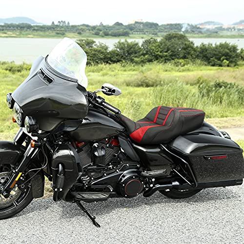 C.C. RIDER GEL Seat Hammock Driver Passenger Seat Fit for Harley Touring 2009-2023 Road King Street Glide Road Glide Electra Glide - color: Red *Gel