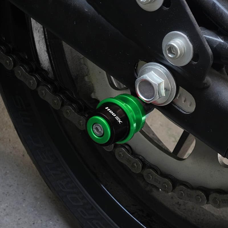 Compatible with Ninja1100SX SE Ninja 1100 SX SE Ninja 1100SX 2025 2026 Motorcycle CNC M8 Swingarm Spools Slider Stand Screws Sliders (Green) - color: Green