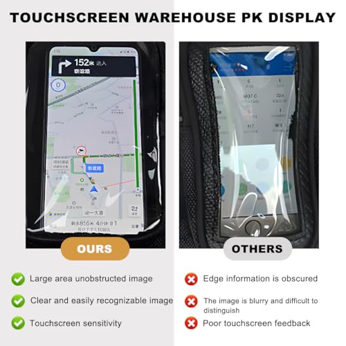 Motorcycle Tank Bag with Waterproof Touch Screen Phone Pouch, Oxford Cloth, Fits Most Motorcycles