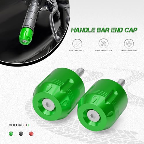 Motorcycle Bar Ends Plug,CNC Handlebar bar Ends Plugs For Ninja400 Ninja500/1000/400R/250/1000SX ZX6R Z650 Z900 Z400 ZX14R ZX10R ZX600 ZX636 ZX4RR ZX4R ER-6n ER-6f GSXR600 750 1000 and other models - color: Green