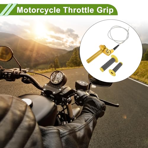 22mm Throttle Grip with 120Cm White Throttle Cable 1 Pair of Convex Yellow Handle Sleeves Plastic Aluminum Alloy Motorcycle Throttle Grip Gold Tone - color: Gold Tone
