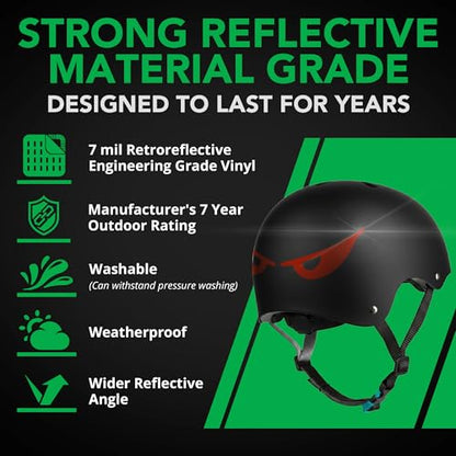 Bright Knight Decals Reflective Evil Eye Stickers, 6" x 3" Red Evil Eye Motorcycle Decals & Graphics for Bike & Motorcycle Helmet Stickers, Made in USA, 3 Pairs - color: Red