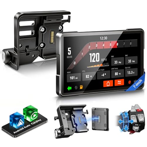 LBW 7" Motorcycle CarPlay Fit for BMW, Native Wonder Wheel Control, Data Reading, Wireless Bluetooth, GPS Navigation System, 1200 Nits IP69K Waterproof Touch Screen, Plug&Play, Android Auto/Siri/TPMS - size: BM 7"+Native control+Lossless Installation