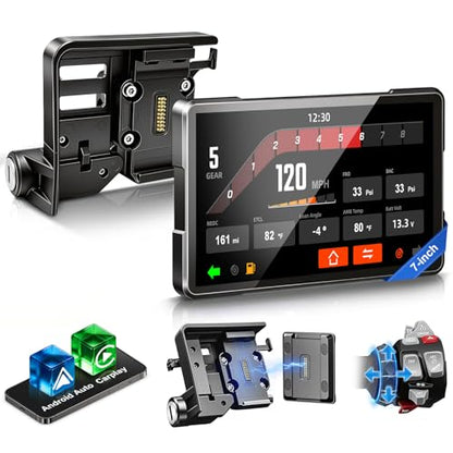 LBW 7" Motorcycle CarPlay Fit for BMW, Native Wonder Wheel Control, Data Reading, Wireless Bluetooth, GPS Navigation System, 1200 Nits IP69K Waterproof Touch Screen, Plug&Play, Android Auto/Siri/TPMS - size: BM 7"+Native control+Lossless Installation