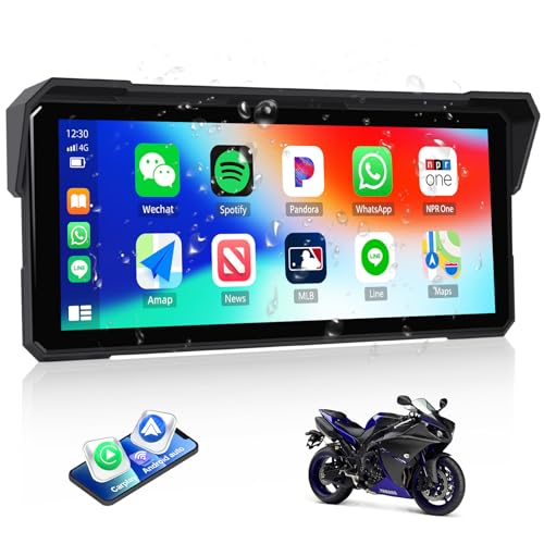 Motorcycle GPS Navigation System with Wireless Carplay Android Auto 8.1" Moto CarPlay Screen with Dual Bluetooth, Navigation/Siri/G00gle Assistant Waterproof - color: 8.1 inch