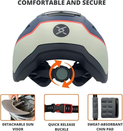 XNITO Bike Helmet with LED Lights - Urban Bicycle Helmet for Adults, Men & Women - CPSC & NTA-8776 Dual Certified - Class 3 E-Bikes, Scooters, Onewheel, Commuter, Mountain - color: Logan, size: Large