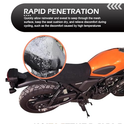 1 PC Motorcycle Seat Cover, Insulated Breathable Moped Seat Cover, 37.4x23.6In Soft Honeycomb Anti-slip Cushion, Universal Motorcycle Scooter Moped Protector (Black #L)