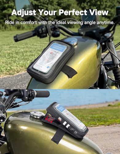 KEMIMOTO Magnetic Motorcycle Phone Case Tank Bag Phone Holder Breathable Gas Small Phone Bag Case Adjustable Angle Touch Screen Cell Phone Mount Universal up to 6.9 Inch