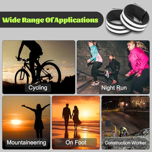 6Pcs High Visibility Reflective Bands, Elastic Ankle Straps Wristbands Reflective Arm Bands for Night Walking Reflective Gear for Bike Pants Cuff Clip Cycling Running Jogging Outdoors Hiking