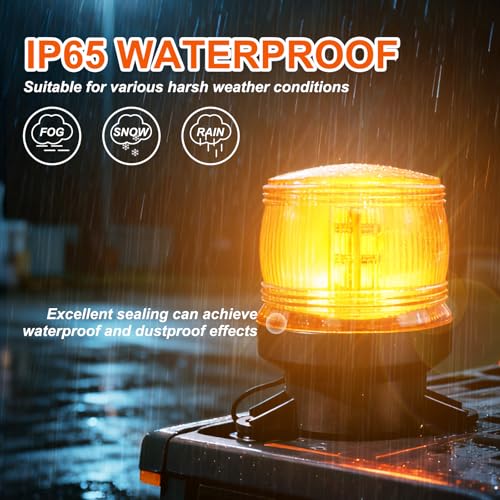 2PCS Amber Emergency Strobe Lights, Universal Flashing Beacon Lamp | 30 LED High Visibility Warning Lights, IP65 Waterproof Rating, for Cars, Truck, Vans,Tows, Tractors, Forklifts, Vehicles