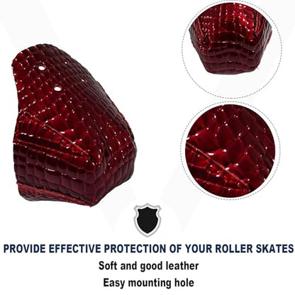 100% Real Cowhide | Toe Cap Guard Protectors | Roller Skate Derby Speed 1 Pair(Python Skin Pattern red) - color: Python Skin Pattern red