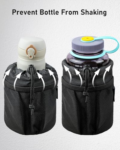 Belinous Motorcycle Cup Holder with 0.75"-1.5" Alligator Clamp, Drink Holder up to 32oz with Mesh Pockets, Universal Water Bottle Holder for Motorcycle, Bicycle, ATV, Wheelchair, e-Bike, Boat (Black) - size: Large