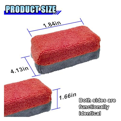 12PCS Ceramic Coating Applicator Sponge, 4.13'' x 1.84'' Microfiber Car Detailing Applicator Pads, Rectangular Car Foam Cleaning Pad, Auto Polishing Pad for Wax, Paint, Sealant (Red) - color: Red