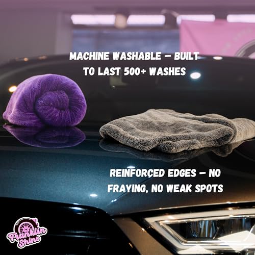 Franklin Shine Microfiber Car Drying Towel 24"x36" Extra Large - 1400 GSM Double Twisted Loop, Ultra Absorbent, Streak-Free, Edgeless & Scratch-Free, Professional Car Detailing Towel, Arizona XL