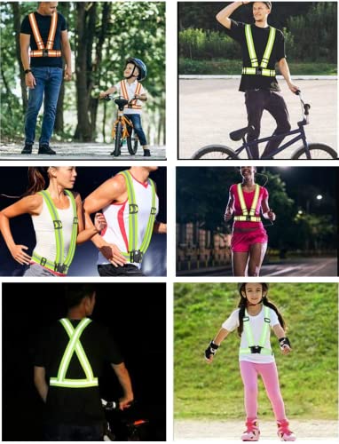 Running Reflective Vest Reflective Belt Adjustable Safety Vest Night Running Outdoor Riding High Visibility Reflective Tape for Motorcycle Jogging 4pieces