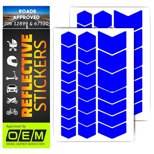 DIN 67520 & ECE 104 Reflector Sticker Made with Ora FOL 5600 self-Adhesive, Waterproof, UV-Resistant, car Trailer, Motorcycle, Bicycle, Helmet, Children's Chevron (Blue) - color: blue
