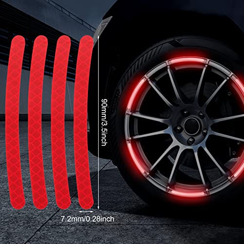 OIIKI 80PCS Reflective Car Wheel Rim Stickers, Wheel Adhesive Strips Stickers, Fluorescent Reflective Exterior Accessories Decorative Decals Tape for Car, Motocycle, Bicycle-Green, White, Blue, Red