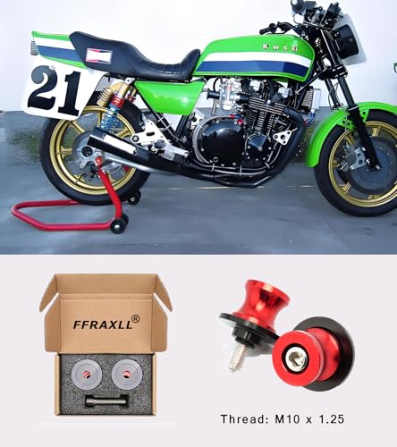 FREAXLL 10MM M10x1.25 Swingarm Spools Sliders Stand Universal Red for KAW&-ASA*KI NINJA 250 400 650 Z750 V&-ersys 650 1000 CFMOTO 450NK 450SR 450MT 650NK 700CL_X - color: Aluminum red