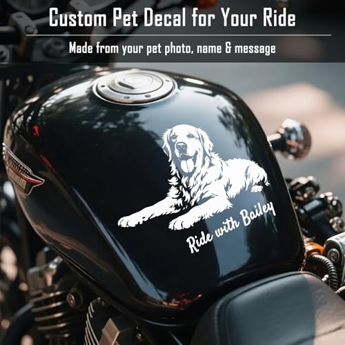 Custom Stickers from Your Pet Photo - Personalized Line Art Silhouette Decal for Dog & Cat - Waterproof & UV Resistant Vinyl Decals for Cars, Motorcycles, Trucks & Laptops - Pet Memorial Gift