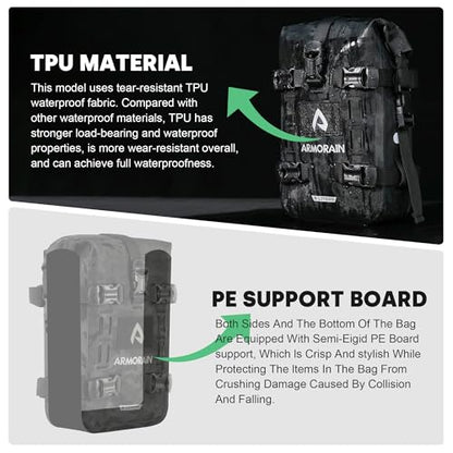Motorcycle Crash Bar Bag Waterproof Storage Capacity 6L/8L Bumper pack Fender pouch Universal motor kit bags (6L Black Camo) - color: 6L Black Came