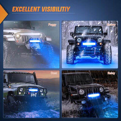 Nilight LED Light Bar 12 Inch 72W Spot Flood Combo Blue Beam Off Road Lights Fishing Hunting Emergency Deck Boat Work Lighting for Trucks UTV Pick-up Van Boat Tractor - color: Blue