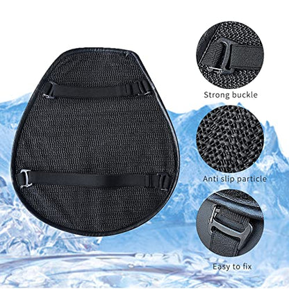 Motorcycle Seat Cushion, Motorcycle Gel Seat Pad with 3D Honeycomb Shock-Absorbing Breathable Seat Cover