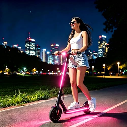 USB Battery Box COB LED Scooter Bike Ambient Light, 8 Lighting Modes, Waterproof No-Wiring Safety Warning Flexible Strip Light for Electric Scooter, Bicycle, Kids Balance Bike - color: Pink