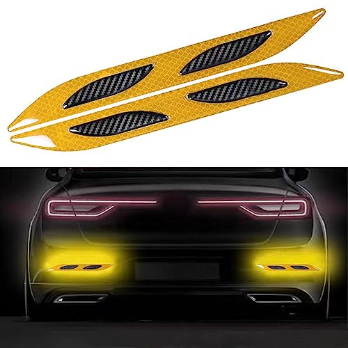 2 PCS Car Strong Reflective Stripe Stickers,Reflective Safety Warning Stripe Stickers for Car,Truck,Motorcycle(Yellow) - color: Yellow