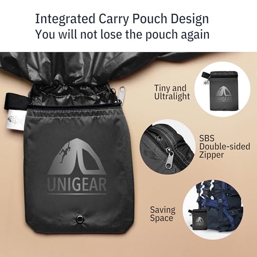 Unigear Backpack Rain Cover Waterproof Rating 5000mm Ultraportable and Durable with 2 Anti-Slip Buckle Strap, Integrated Carry Pouch Design (Black, Meidum) - color: Black, size: Medium