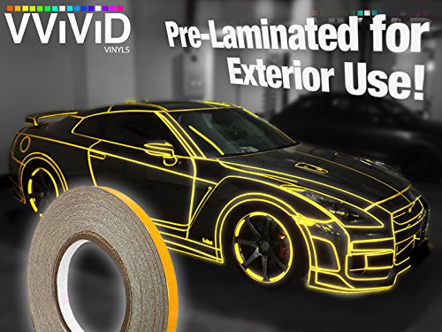 VViViD Reflective Fine Line Detail Tape Stripe 1cm x 3m Prelaminated for Interior/Exterior Use (Gold Yellow) - color: Gold Yellow