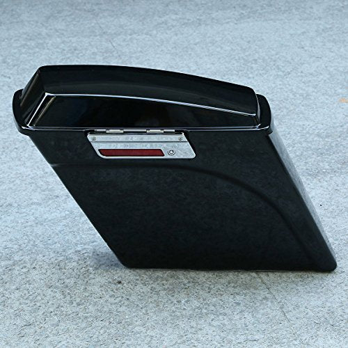 XMT-MOTO 5" Vivid Black Stretched Extended Hard Saddlebags Fit for 1993-2013 Harley Touring Models FLT FLHT FLHTCU FLHRC Road King Road Glide Street Glide Electra Glide Ultra-Classic - color: Gloss Black/Chrome Latches, size: Stretched