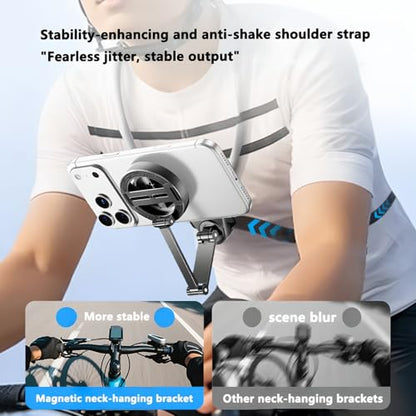 Neck Phone Holder, 2-in-1 Magnetic & Clip-on Phone Neck Holder, Hands-Free Stabilized Shooting, Ideal for Vlogging, Live Streaming, and Video Calls (Neck Phone Holder) - style: Neck Phone Holder