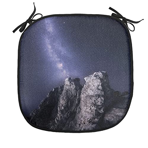Lunarable Space Chair Cushion Pad, Rock Surface with Stars and Milky Way Star in The Night Sky Scene Picture Print, Seat Padding for Kitchen & Patio with Anti-Slip Backing, 16"x16", Grey Purple - color: Grey Purple, size: Pack of 1